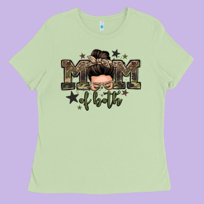 Mom Of Both Boys Messy Bun Ladies Tee Designed By Zillion Design Studio