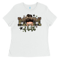 White mom of both boys messy bun Ladies Tee - Zillion Design Studio