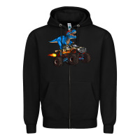 Black monster truck and  t rex dinosaur Zipper Hoodie - Artiststas