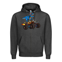 Charcoal Heather monster truck and  t rex dinosaur Zipper Hoodie - Artiststas