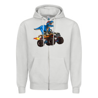 Dove Grey monster truck and  t rex dinosaur Zipper Hoodie - Artiststas