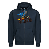 Navy monster truck and  t rex dinosaur Zipper Hoodie - Artiststas