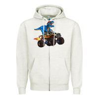 Oatmeal Heather monster truck and  t rex dinosaur Zipper Hoodie - Artiststas