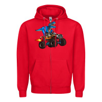 Red monster truck and  t rex dinosaur Zipper Hoodie - Artiststas