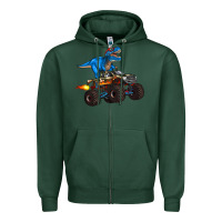 Sports Green monster truck and  t rex dinosaur Zipper Hoodie - Artiststas