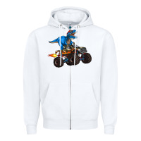 White monster truck and  t rex dinosaur Zipper Hoodie - Artiststas