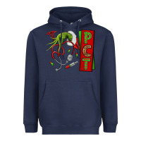Navy Christmas Character Nurse Heavyweight Hoodie - NancyCooperArtShop
