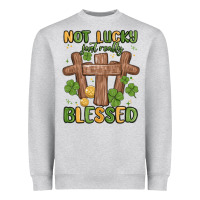 Heather Grey not lucky just really blessed malia Heavyweight Sweatshirt - MaliasSmallBusiness