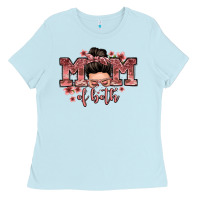 Baby Blue mom of both messy bun Ladies Tee - Zillion Design Studio