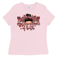 Bubblegum Pink mom of both messy bun Ladies Tee - Zillion Design Studio