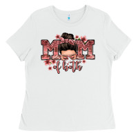 White mom of both messy bun Ladies Tee - Zillion Design Studio