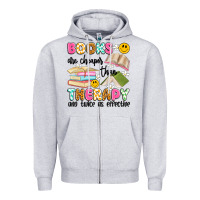 Heather Grey books are cheaper than therapy and twice as effective Zipper Hoodie - Artiststas