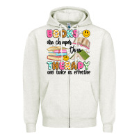 Oatmeal Heather books are cheaper than therapy and twice as effective Zipper Hoodie - Artiststas
