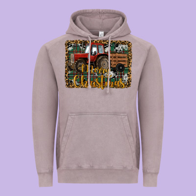 Merry Christmas Farm Tractor Vintage Hoodie Designed By Ranaportraitstore