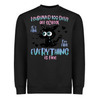 Black i survived 100 days of school cat Heavyweight Sweatshirt - MaliasSmallBusiness