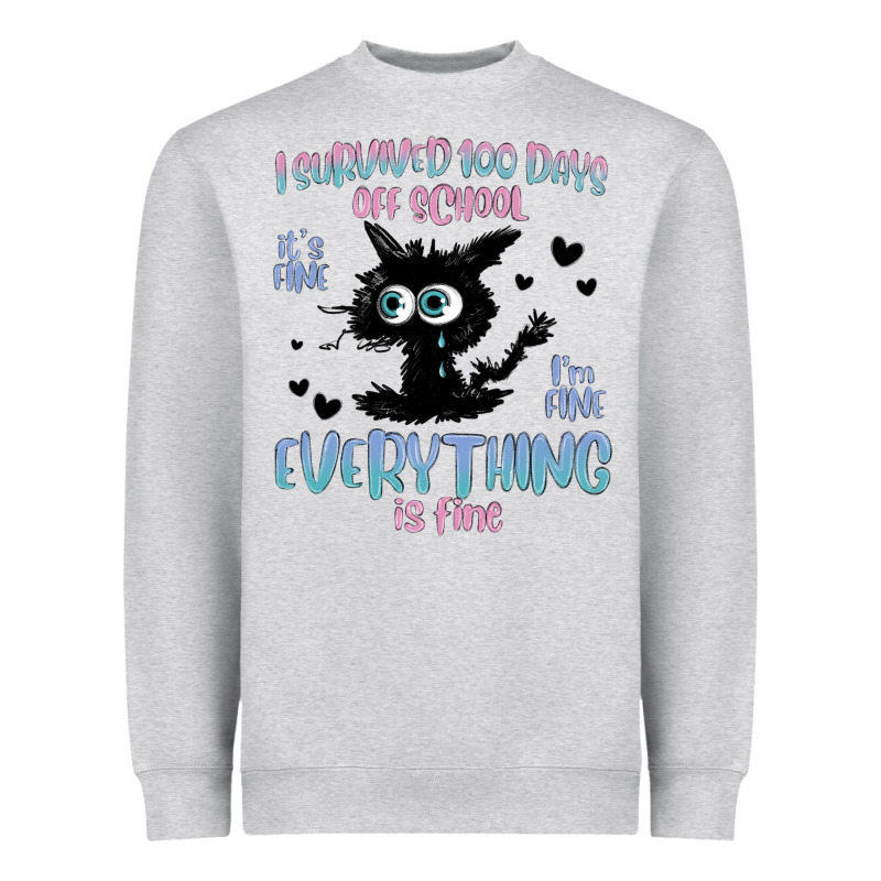 I Survived 100 Days Of School Cat Heavyweight Sweatshirt by MaliasSmallBusiness | Teevron