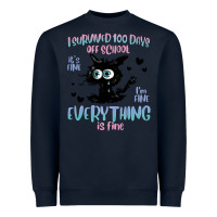 Navy i survived 100 days of school cat Heavyweight Sweatshirt - MaliasSmallBusiness