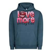 Pigment Midnight Navy Love more worry less Urban Hoodie - FaDigitalArtStudio