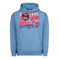 Pigment Pebble Blue Love more worry less Urban Hoodie - FaDigitalArtStudio