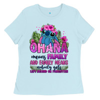 Baby Blue ohana means family Ladies Tee - Zillion Design Studio