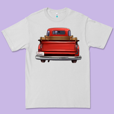 Western Red Truck Back View Premium Tee Designed By Fadigitalartstudio