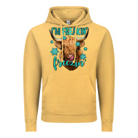 Vintage Mustard i'm freakin freezin long haired cow Vintage Hoodie - Jasminsmagicworld