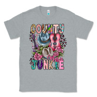 Heather Grey country music junkie Classic Tee - CowhideDigitalArt