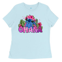 Baby Blue ohana stitch Ladies Tee - Zillion Design Studio