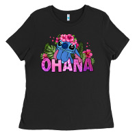 Black ohana stitch Ladies Tee - Zillion Design Studio