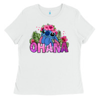White ohana stitch Ladies Tee - Zillion Design Studio