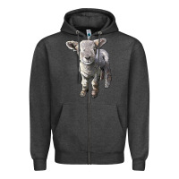 Charcoal Heather southdown baby sheep Zipper Hoodie - LillyAllenDesigns