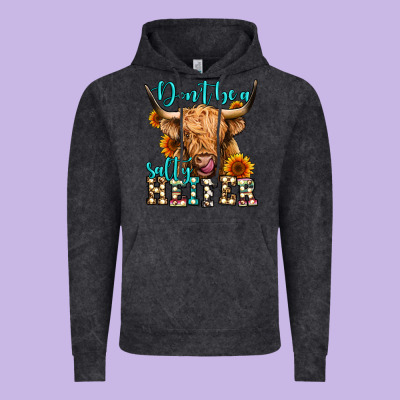 Don't Be A Salty Heifer Long Haired Cow Vintage Hoodie Designed By Jasminsmagicworld