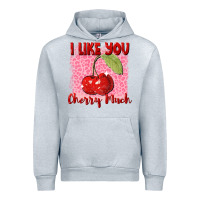 Heather Grey I like you cherry much Valentine's Day Urban Hoodie - FaDigitalArtStudio