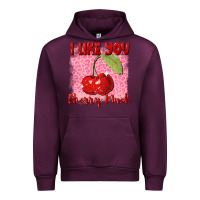 Mauve Wine I like you cherry much Valentine's Day Urban Hoodie - FaDigitalArtStudio
