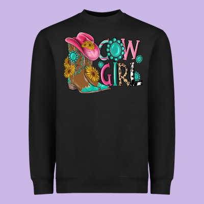 Cow Girl Western Boots Heavyweight Sweatshirt Designed By Maliassmallbusiness