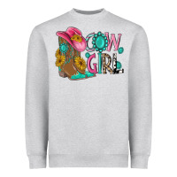Heather Grey cow girl western boots Heavyweight Sweatshirt - MaliasSmallBusiness