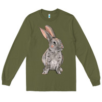 Army Green Easter bunny Long Sleeve Tee - NancyCooperArtShop