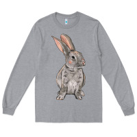 Heather Grey Easter bunny Long Sleeve Tee - NancyCooperArtShop