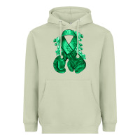 Matcha Emerald green ribbon Liver Cancer boxing gloves Heavyweight Hoodie - NancyCooperArtShop