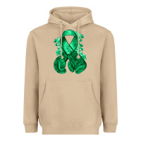 Mushroom Emerald green ribbon Liver Cancer boxing gloves Heavyweight Hoodie - NancyCooperArtShop
