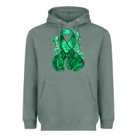 Sage Emerald green ribbon Liver Cancer boxing gloves Heavyweight Hoodie - NancyCooperArtShop