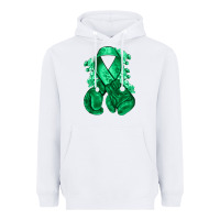 White Emerald green ribbon Liver Cancer boxing gloves Heavyweight Hoodie - NancyCooperArtShop