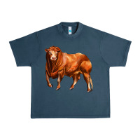 Midnight Navy red angus bull Urban Heavy Tee - LillyAllenDesigns