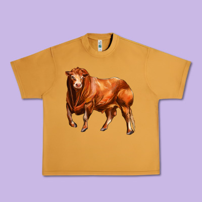 Red Angus Bull Urban Heavy Tee Designed By Lillyallendesigns