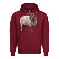 Burgundy navajo churro sheep Zipper Hoodie - LillyAllenDesigns