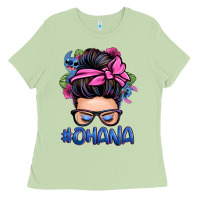 Matcha ohana stitch messy bun Ladies Tee - Zillion Design Studio