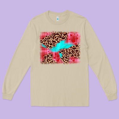 Valentine's Day Leopard Background Long Sleeve Tee Designed By Jahusdesignshop