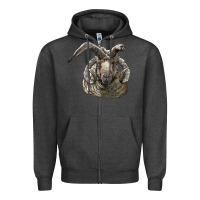 Charcoal Heather navajo churro sheep head Zipper Hoodie - LillyAllenDesigns