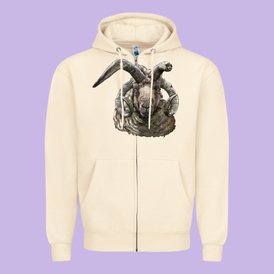 Navajo Churro Sheep Head Zipper Hoodie Designed By Lillyallendesigns