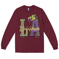 Burgundy louisiana mardi gras Long Sleeve Tee - MaliasSmallBusiness